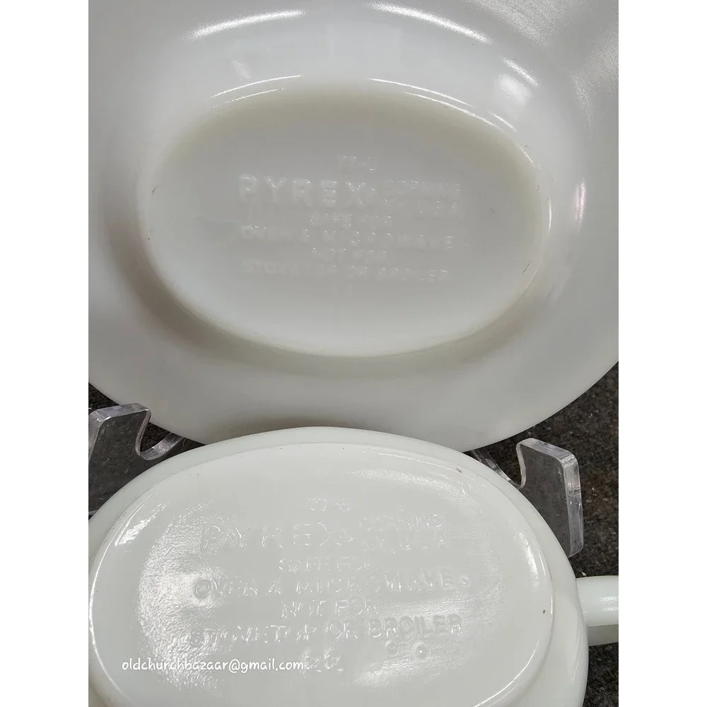 Vintage Pyrex #77-B & 77-U Gravy Boat & Under Plate "Woodland Brown" - Picture 6 of 8